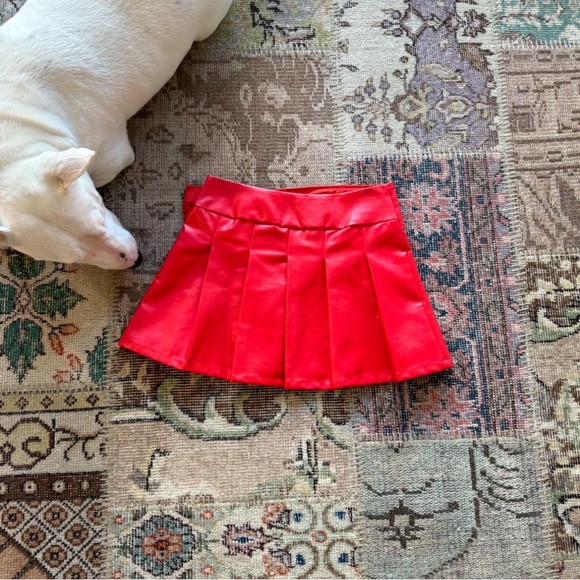 NWT HEART BUCKLE MORE TO COME MILLIE PLEATED MINI SKIRT in RED - Picture 7 of 7